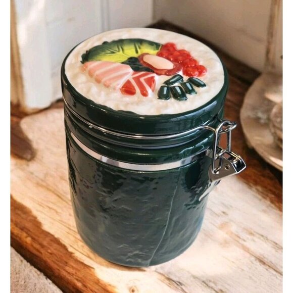 New Green Cute Food 3D Print CERAMIC Suction PASTA Kitchen STORAGE CONTAINER - Picture 1 of 3